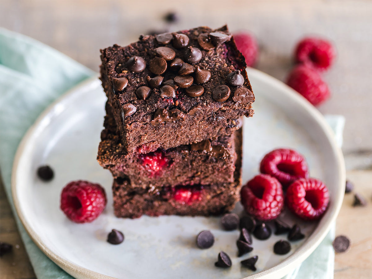Glutenfri brownie med hindbær