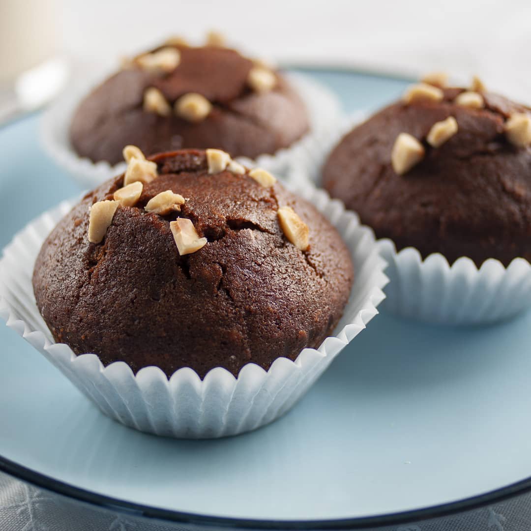 Glutenfri muffins med hasselnødder og kakao