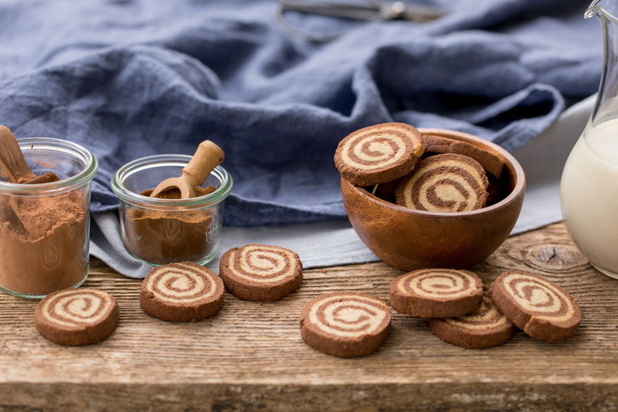Glutenfri kakaosnegle med mandel og kokos