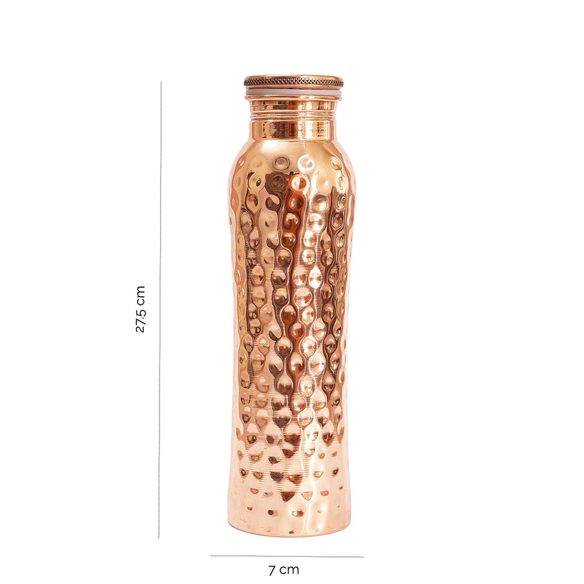 Curve Hammered kobberflaske 900ml fra Biogan med målangivelser