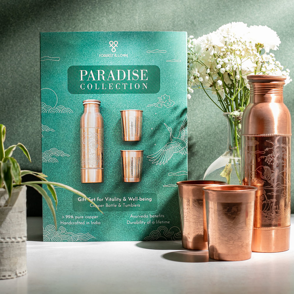 Kobber gavesæt Paradise ( 1x900ml+2x300ml ) fra Biogan
