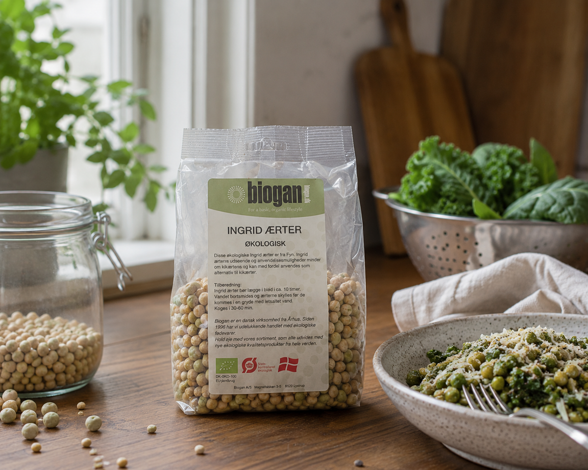 INGRID ÆRTER danske 500g ØKO fra Biogan i brug