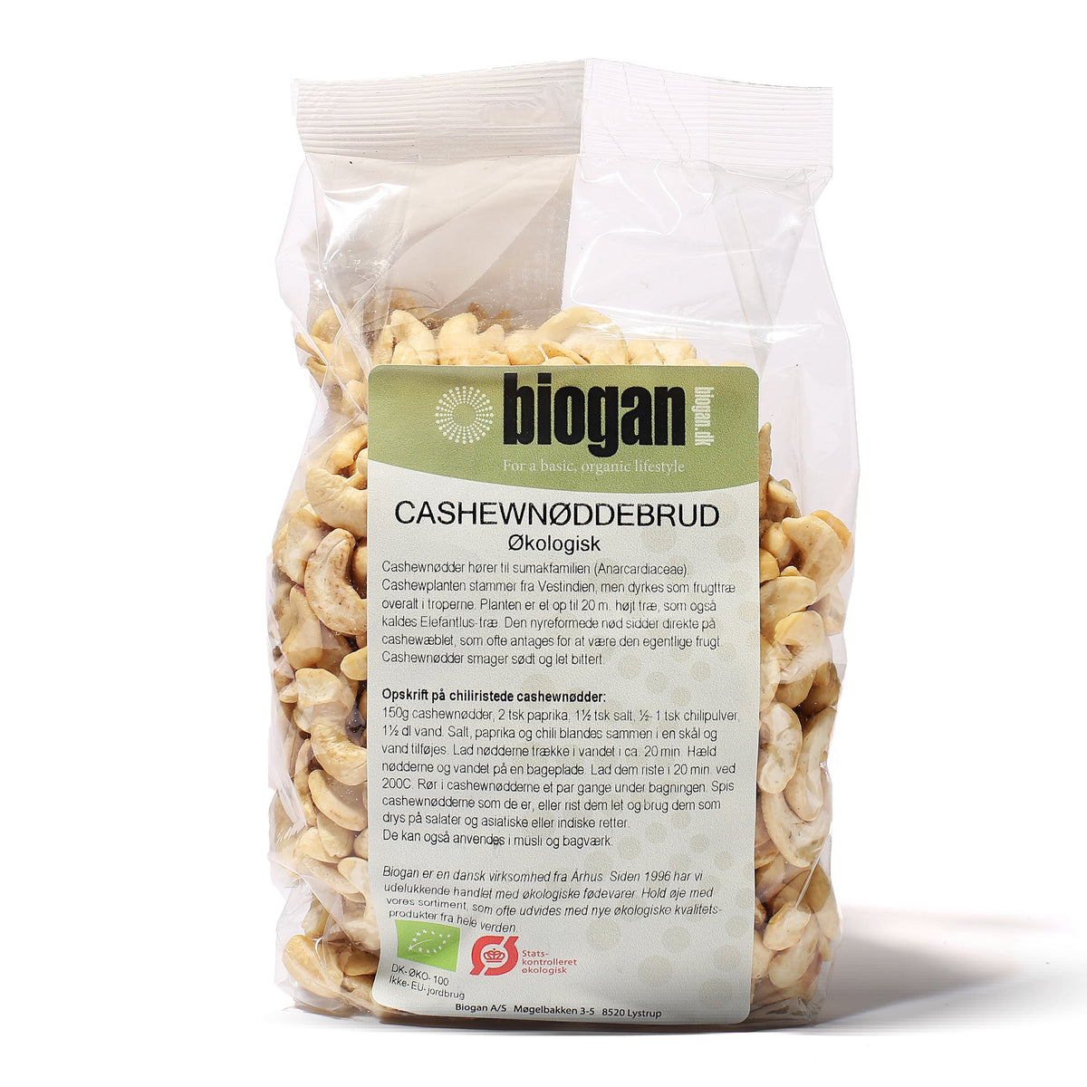 CASHEWNØDDER i brud 500g ØKO fra Biogan