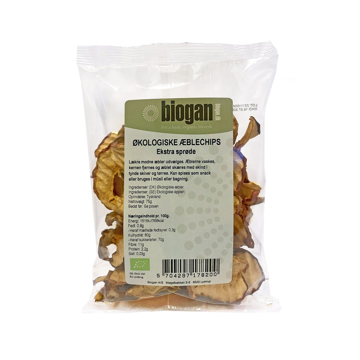ÆBLECHIPS 75g ØKO fra Biogan