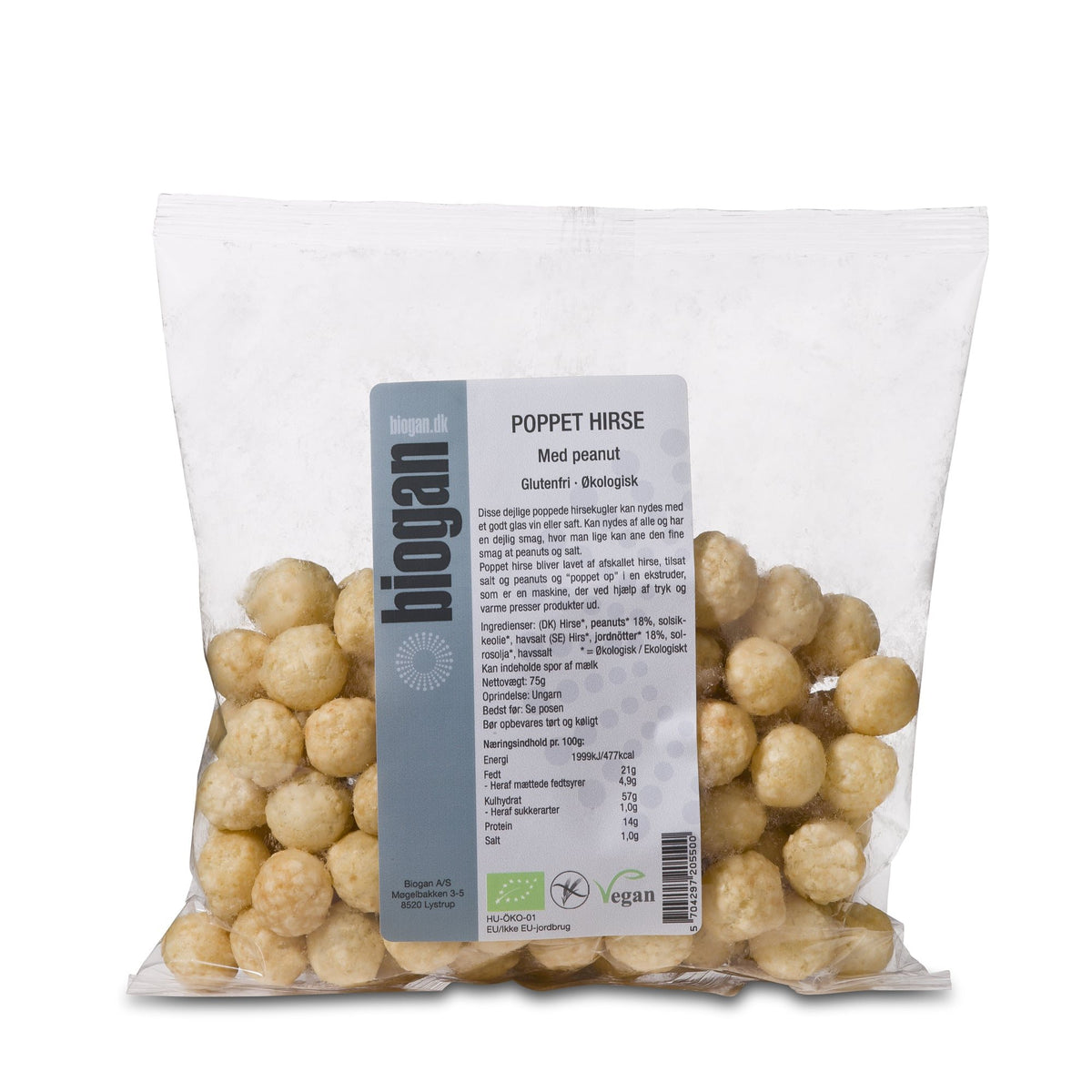 POPPET HIRSEKUGLER m. peanut 75g ØKO GF fra Biogan