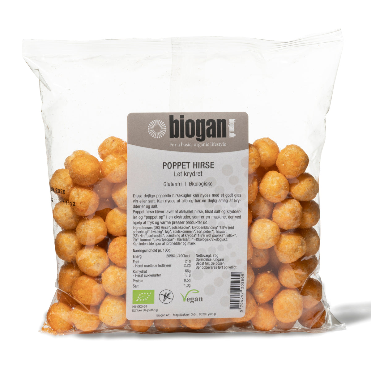 POPPET HIRSEKUGLER letkrydrede 75g ØKO fra Biogan