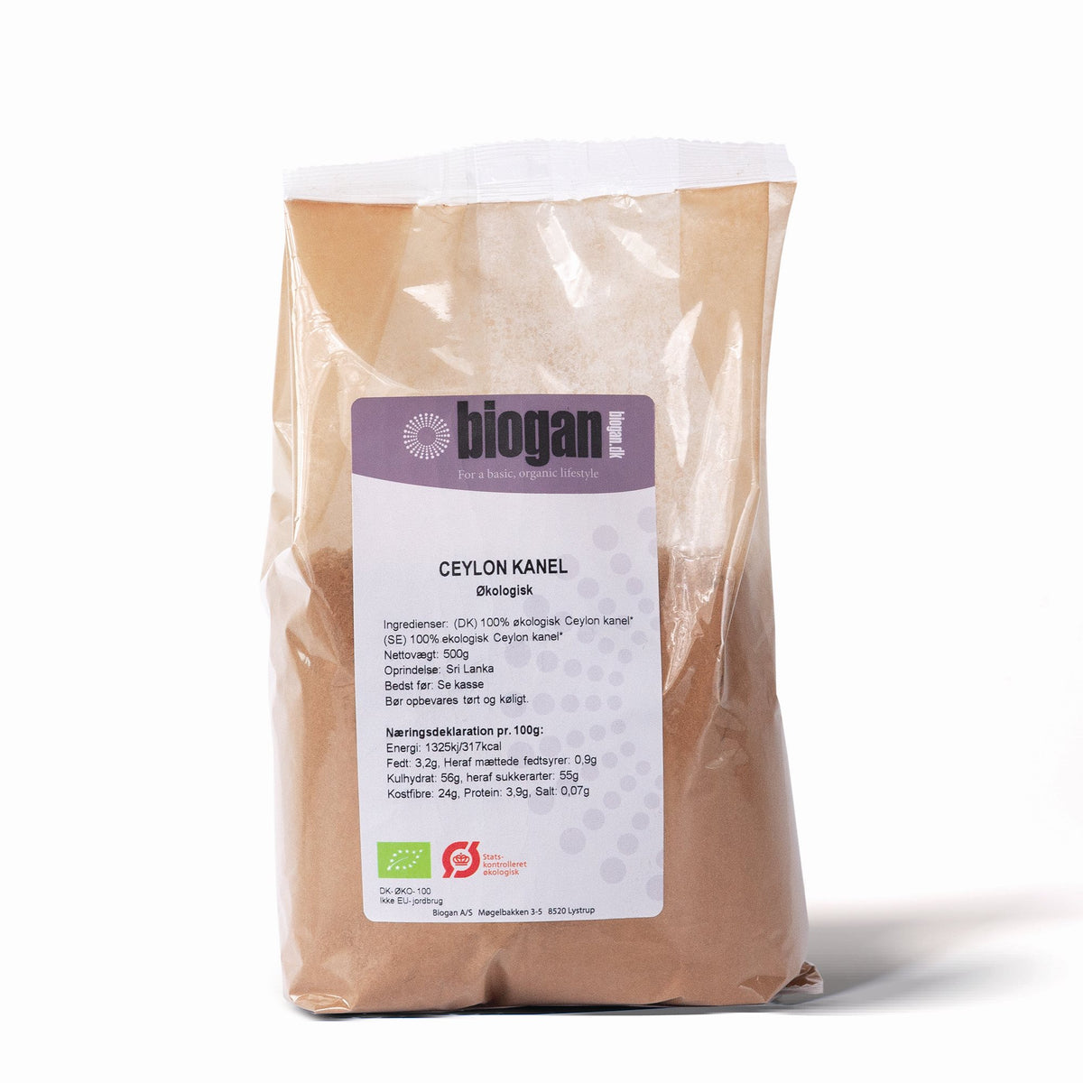 KANELPULVER 100% Ceylon 500 g ØK fra Biogan