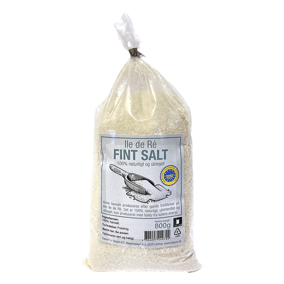 Fransk havsalt Ile de Ré ubleget, (fint Keltisk salt ) 800g fra Biogan