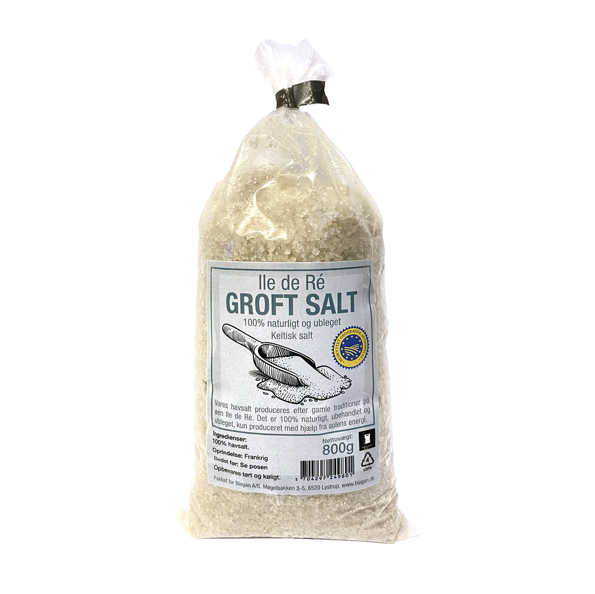Fransk havsalt Ile de Ré ubleget, (grov Keltisk salt ) 800g fra Biogan