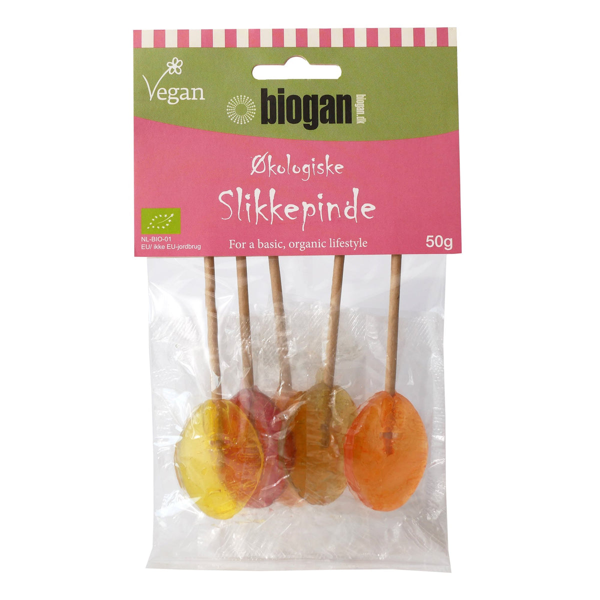 SLIKKEPINDE 6 stk / 50g ØKO Vegan fra Biogan