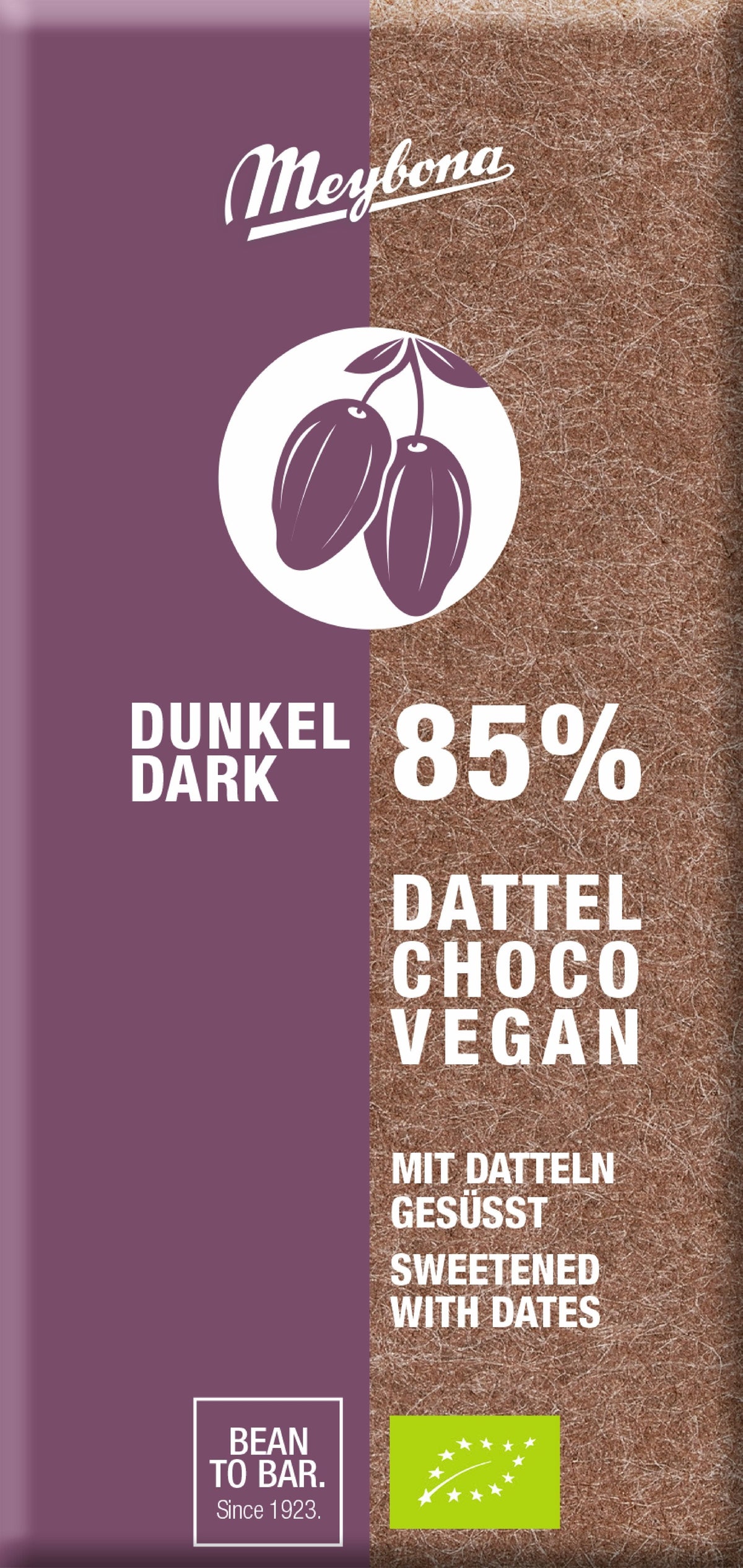 Chokobar 85 % med formalede dadler 80g ØKO fra Meybona, kort dato, billede 2